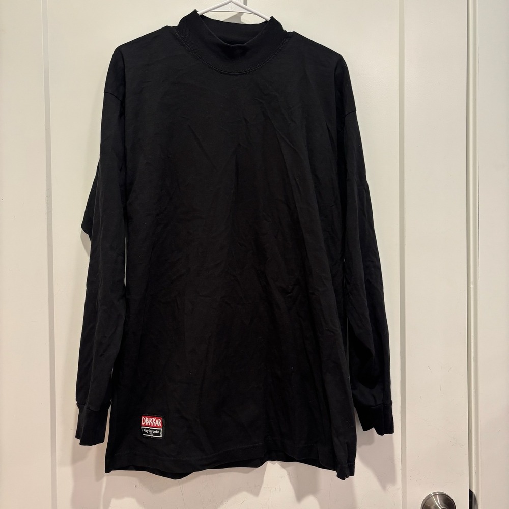 Vintage Drakkar Guy Laroche Paris Black Mock Neck Long Sleeve Shirt Mens XL USA
